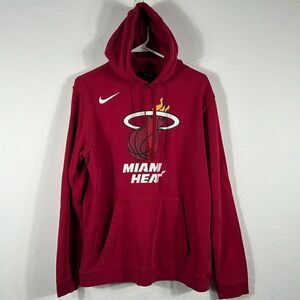 🔥🏀 Vintage MIAMI HEAT Nike NBA Pullover Hoodie Sweatshirt Men Sz Lg - PERFECT